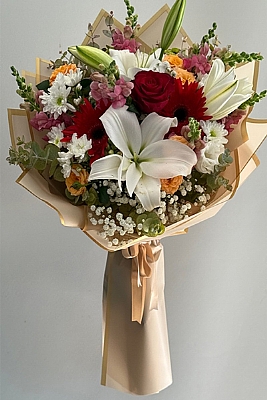 Renkli Lilyum Ve Gl Buketi